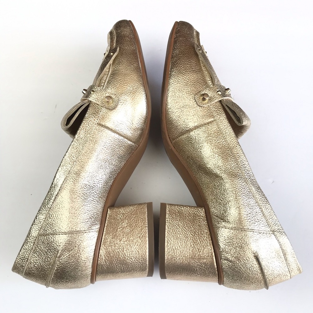 Franco Sarto Lauryn Gold Chunky Heel Loafers - Picture 4 of 8